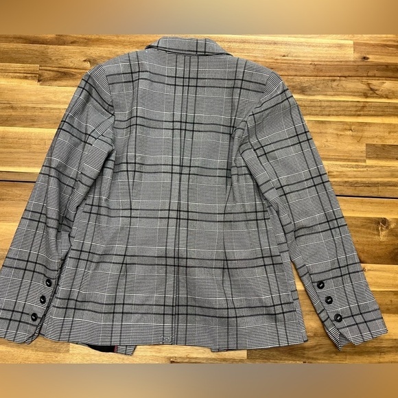 Laundry by Shelli Segal Professional Blazer Black and White Plaid Stretch Sz 10 - Picture 2 of 14